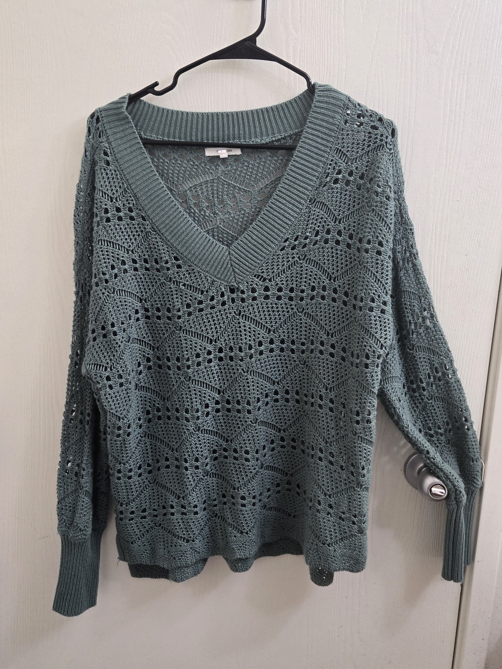 Maurices Open-Knit V-Neck Layering Sweater Dusty Teal Large